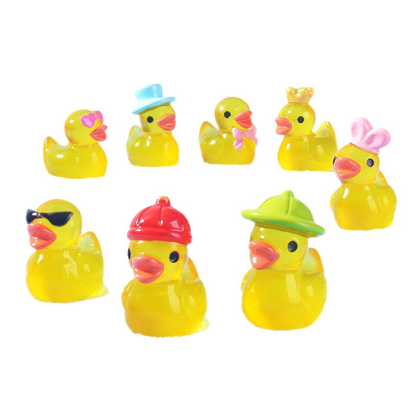 Home Decor Market - Ornamen Bebek Kuning Mini Bercahaya, Figur