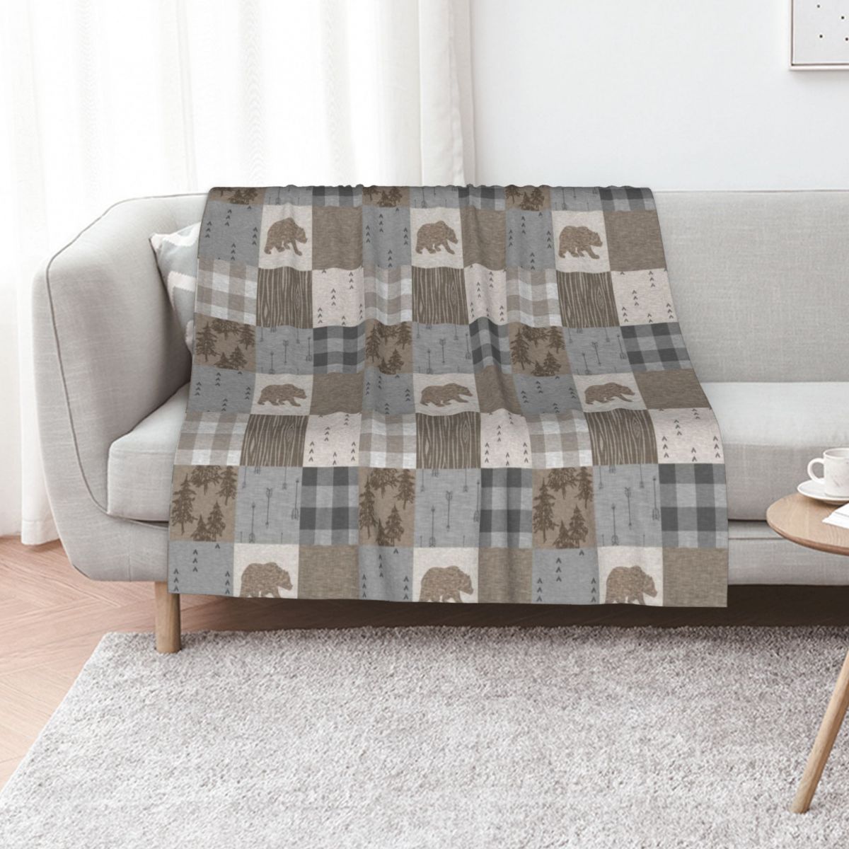 Neutral Throw Blanket - Selimut Patchwork Beruang - Selimut Lempar