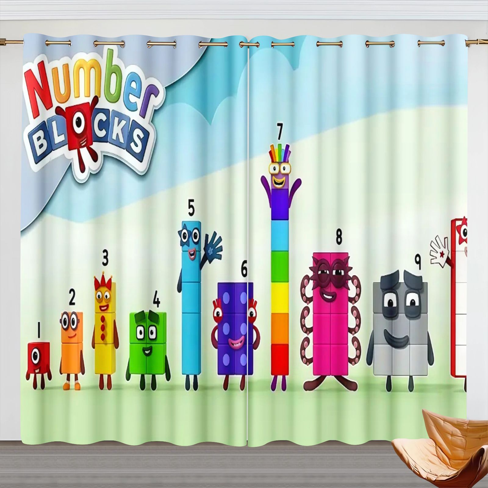 Home Decor Under 100 - Tirai Kartun Numberblocks, Tirai Blackout Kamar