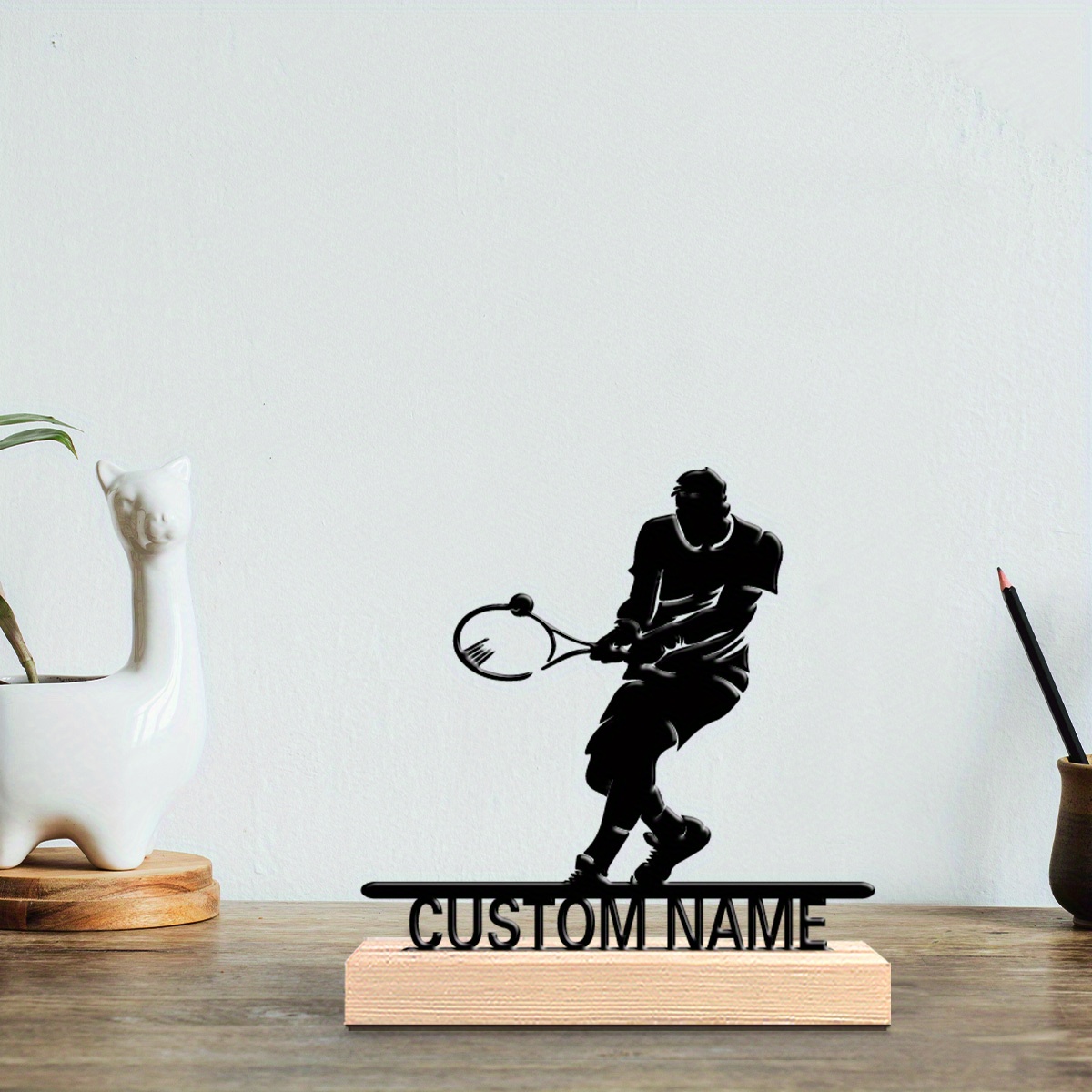 Home Decor Market - Patung Logam Pemain Tenis yang Dipersonalisasi