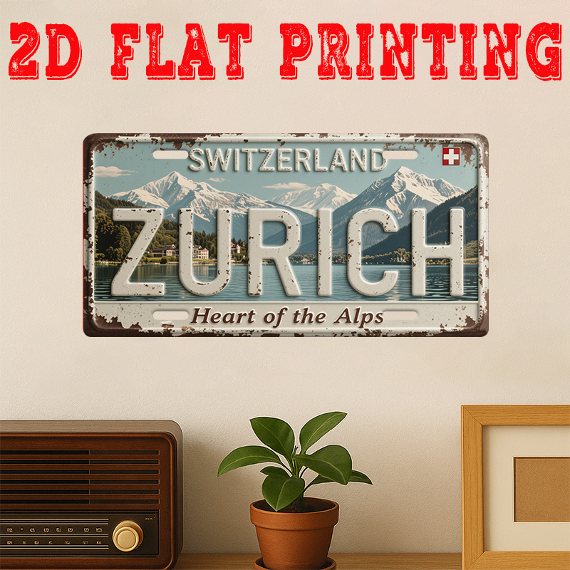Home Decor Zurich - 2D Datar, 1 buah Papan Logam