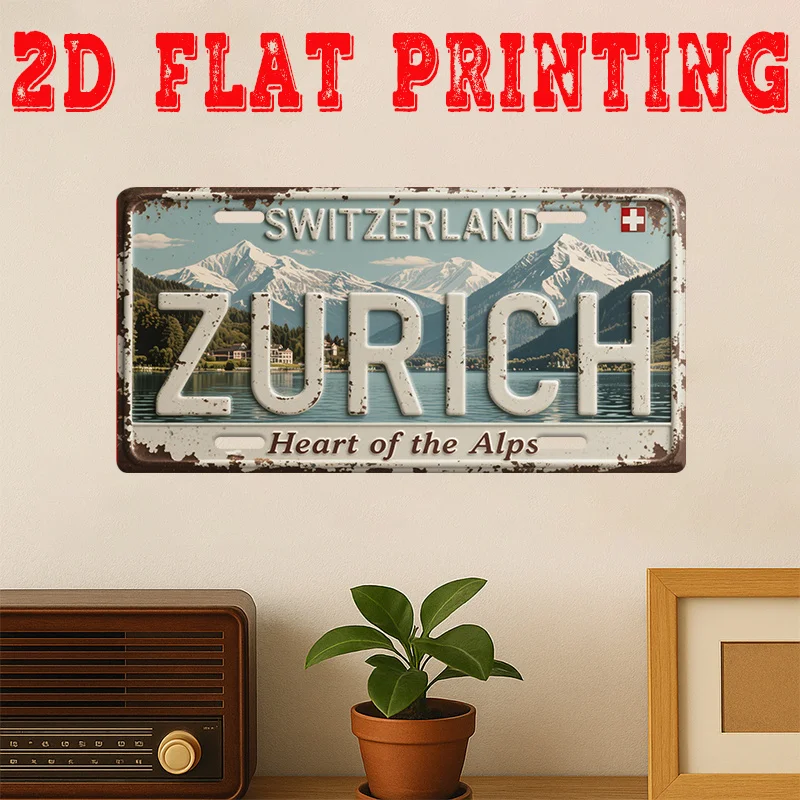 Home Decor Zurich - 2D, 1 buah papan nama logam