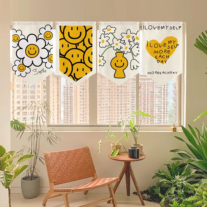 Home Decor Emoji - VIKAMA Tirai Segitiga dengan Motif Wajah