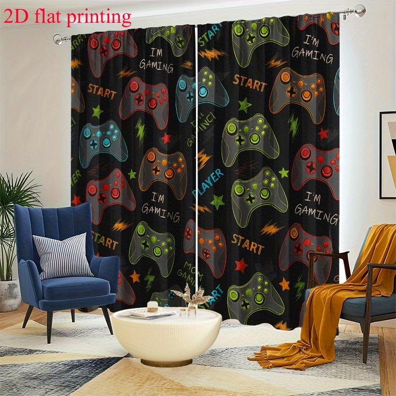 2pcs Tirai Gaming Motif Kontro - Home Decor Youtube Videos ulasan dan harga