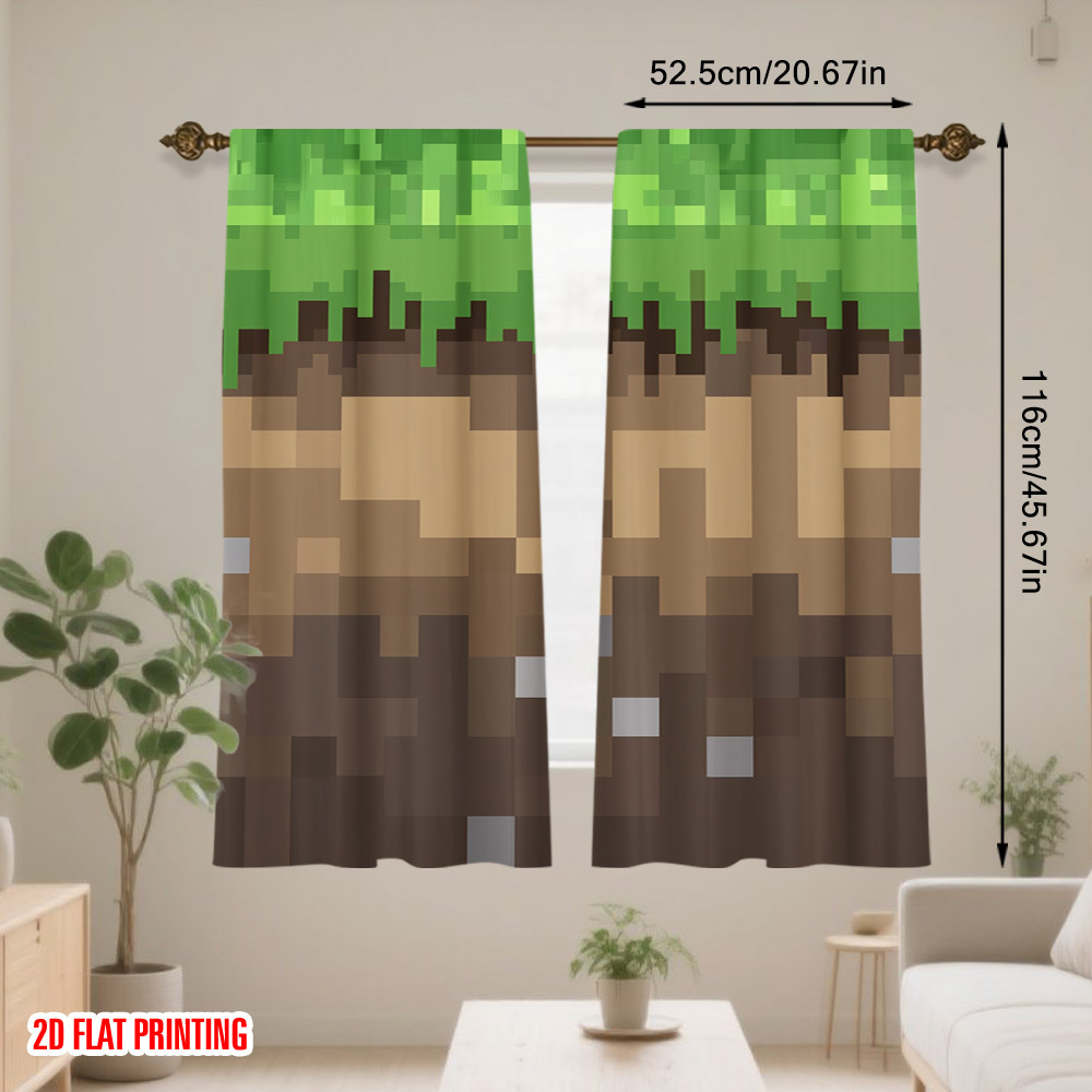 2 buah tirai blok Pixel Earth, - Home Decor Youtube Videos ulasan dan harga
