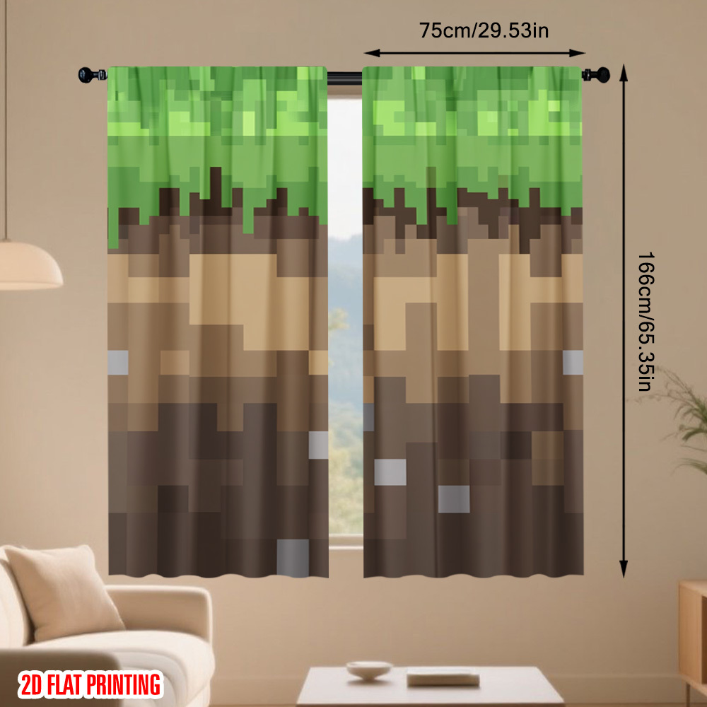 2 buah tirai blok Pixel Earth, - Home Decor Youtube Videos ulasan dan harga