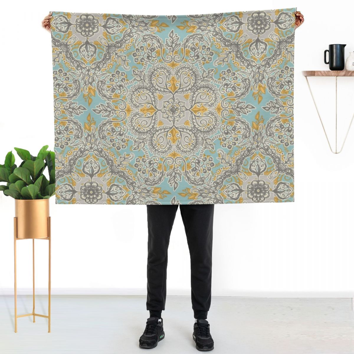 Selimut Lembut dengan Motif Bu - Neutral Throw Blanket ulasan dan harga