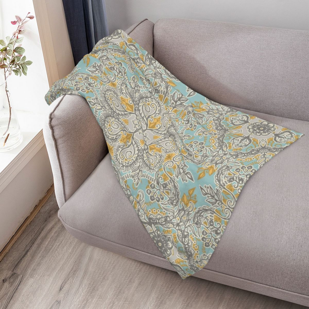 Selimut Lembut dengan Motif Bu - Neutral Throw Blanket ulasan dan harga
