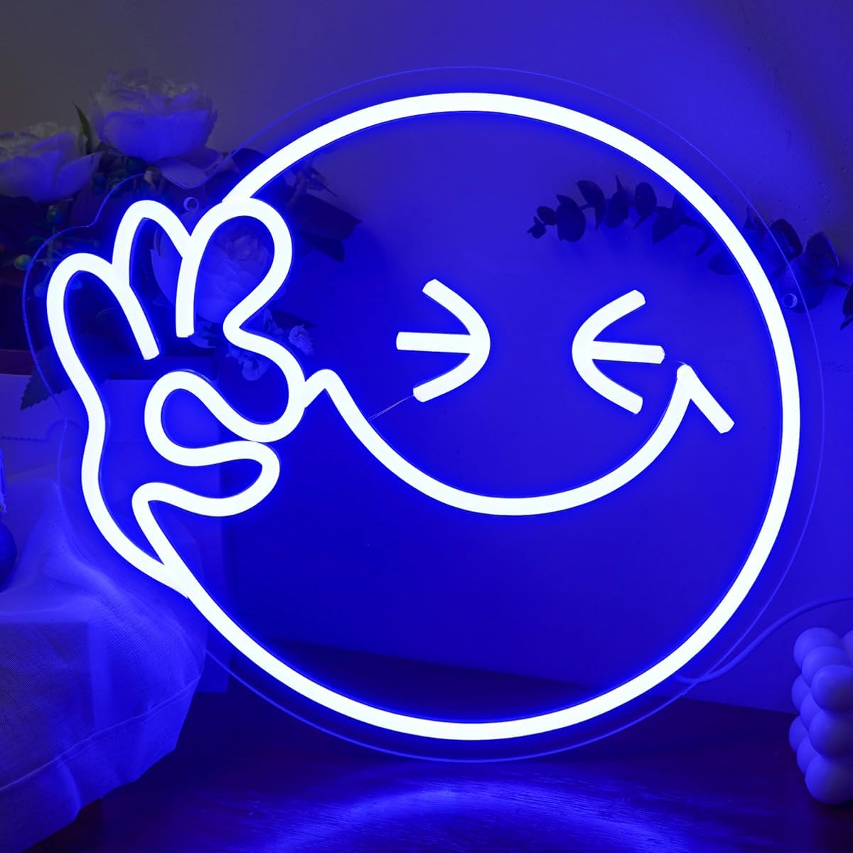 Emoji Smile OK Tanda Neon USB  - Home Decor Emoji ulasan dan harga