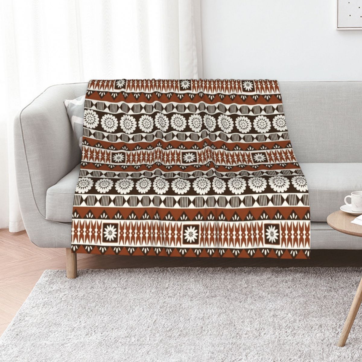 Selimut Motif Kotak-kotak Fiji - Neutral Throw Blanket ulasan dan harga