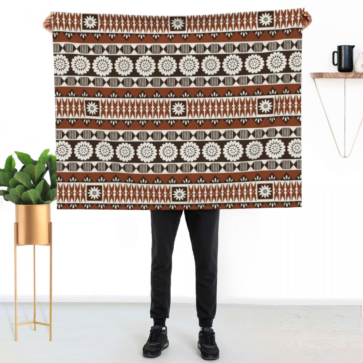 Selimut Motif Kotak-kotak Fiji - Neutral Throw Blanket ulasan dan harga