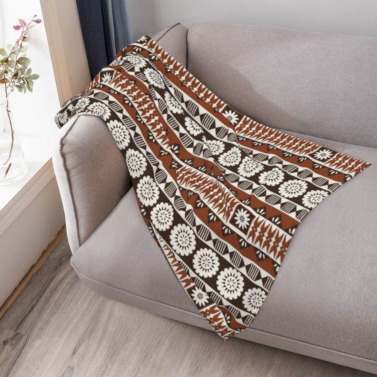 Selimut Motif Kotak-kotak Fiji - Neutral Throw Blanket ulasan dan harga