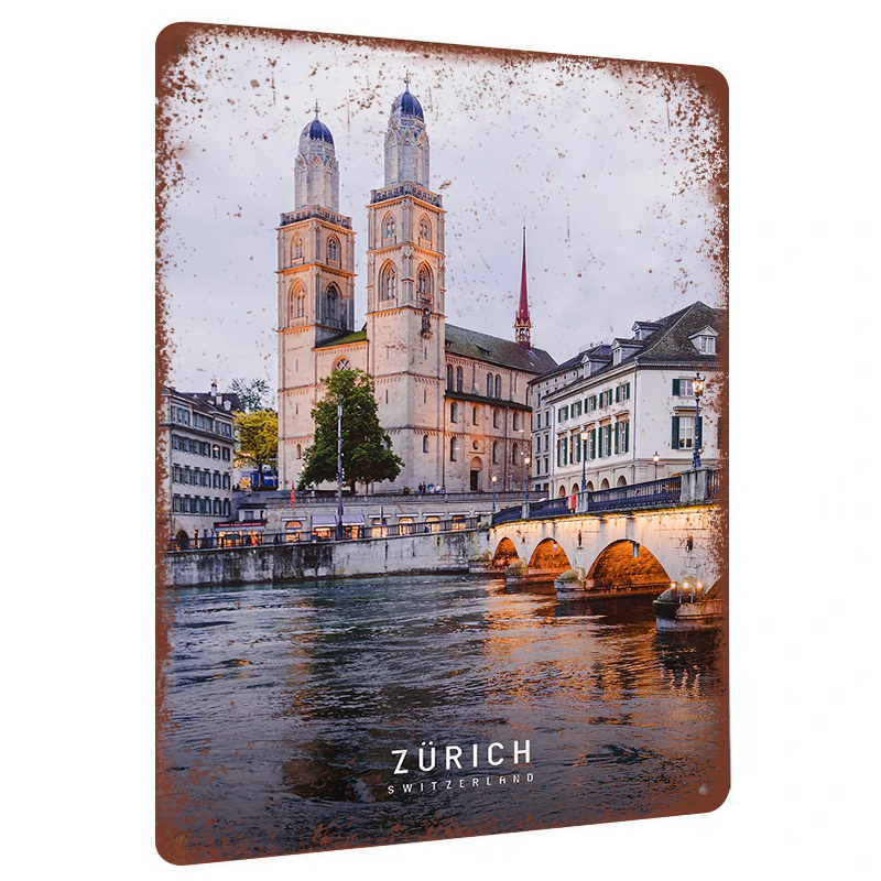 Zurich Swiss Landmark Metal Wa - Home Decor Zurich ulasan dan harga