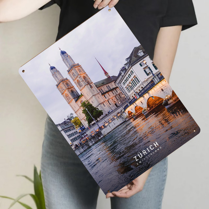 Zurich Swiss Landmark Metal Wa - Home Decor Zurich ulasan dan harga