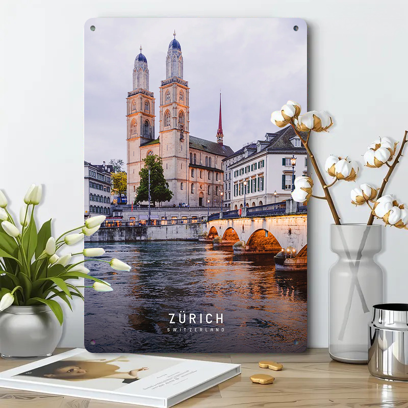 Zurich Swiss Landmark Metal Wa - Home Decor Zurich ulasan dan harga